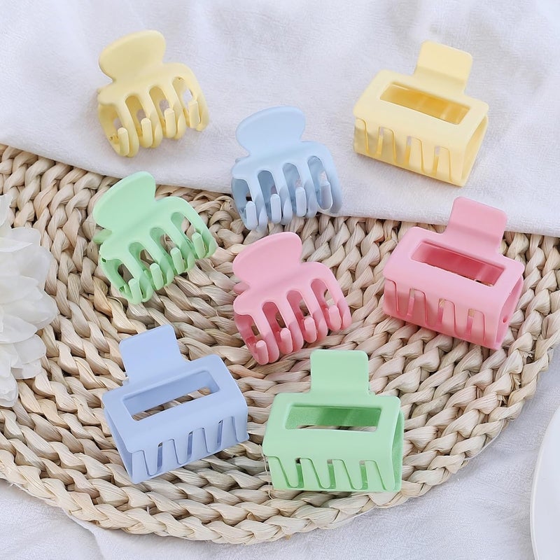 USDNICE Medium Hair Clips Combination 2 Styles Small Claw Clips for Thin Hair 8 Pcs Matte Non-slip Rectangle Jaw Clips Square Hair Accessories for Women and Girls (Colorful) - Image 3